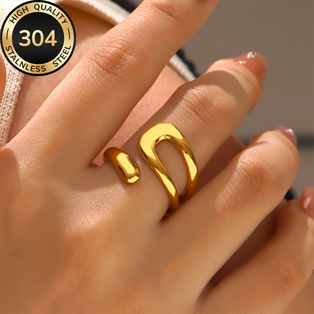 Women's Hypoallergenic Golden Open Ring, Elegant Design